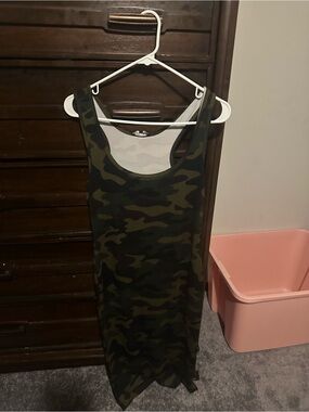 Fashion Nova Olive Camo Midi Tank Dress
